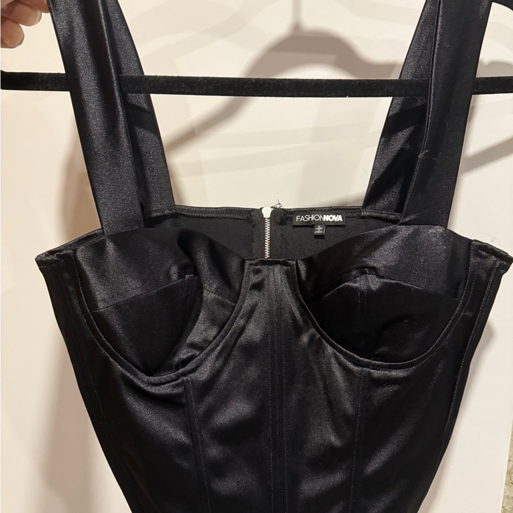 Fashion Nova Black Satin Top